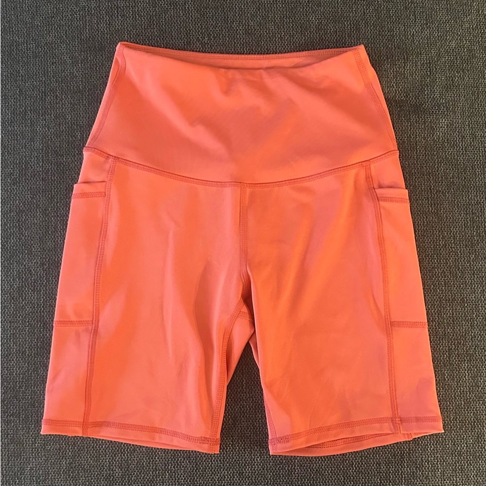 Women's Salmon High-Waisted Biker Shorts